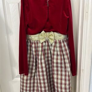 Rare Editions Red Velvet Top with Gold Accent